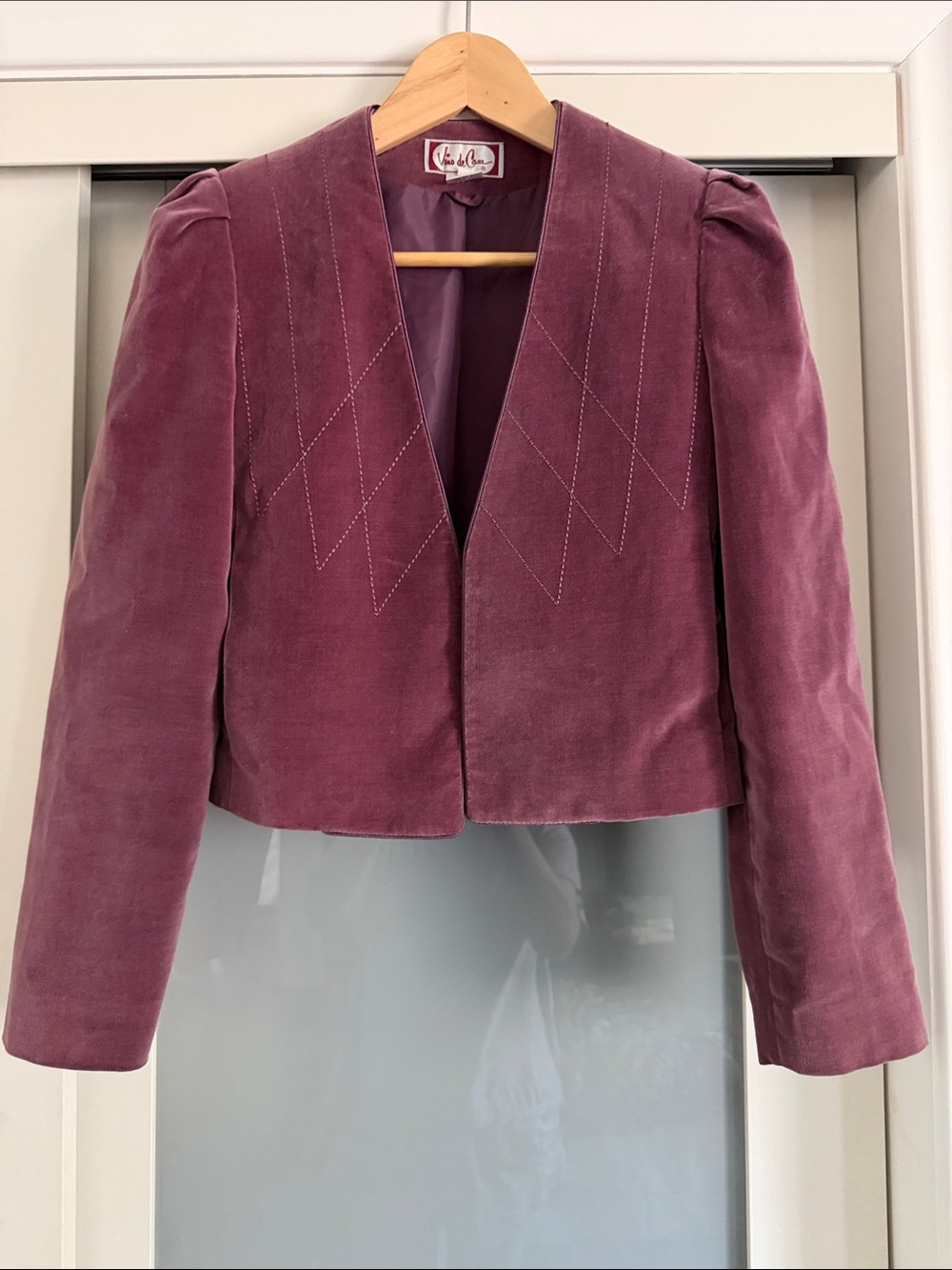 80s Vintage Mauve Velvet Cropped Blazer